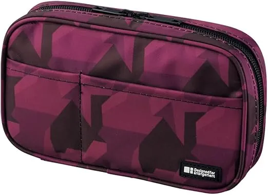 LIHIT LAB Large Capacity Zipper Pencil Case For School Office College, Big Capacity 4 Compartments Pencil Bag Holder Adults Teen Boys Girls, Travel Cosmetics Storage, Maroon Camo (A7551-133)