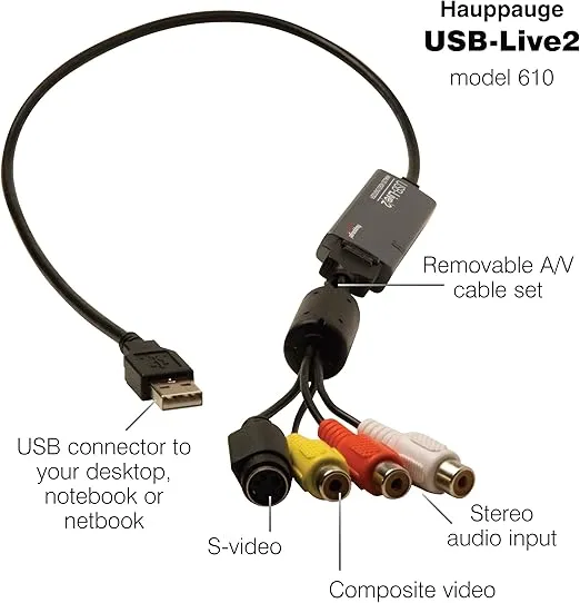 Hauppauge 610 USB-Live2 Analog Video digiizer and Video Capture Device Black