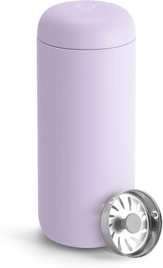 Fellow 16 oz Carter Move Travel Mug - Vacuum-Insulated Stainless Steel Travel Coffee Mug - Coffee Tumbler with Ceramic Interior and Splash Guard - Lavender Purple