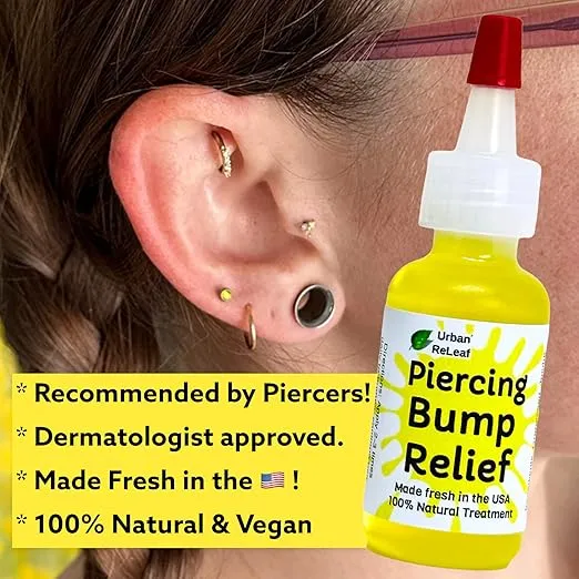 Urban ReLeaf Piercing Bump Relief with Easy Dropper ! Soothe, Shrink, Fade Keloids & Bumps. Made Fresh in USA! Natural Aftercare Treatment. Ears, Nose, Nipples, Facial, Body Areas. Gentle Soothing