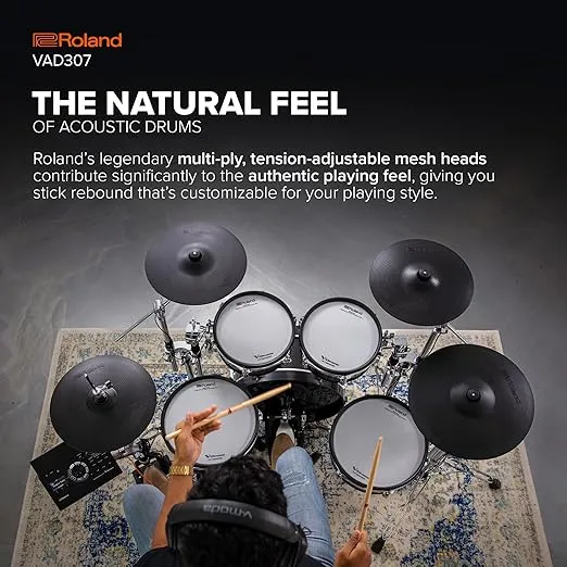 Roland VAD307 V Acoustic Design Space-Saving Drum Kit with Shallow-Depth Shells, Updated TD-17 Module, Thin Cymbals