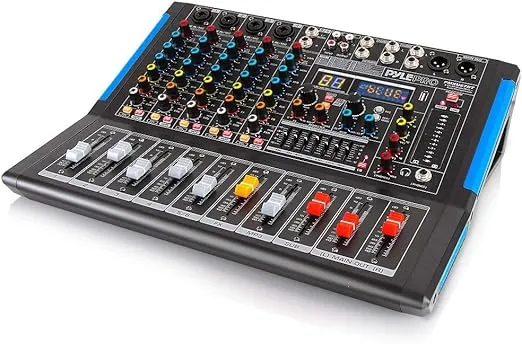 Pyle 6-Channel Bluetooth Studio Audio Mixer - DJ Sound Controller Interface with USB Drive for PC Recording Input, XLR Microphone Jack, 48V Power, I/O for Professional and Beginners - PMXU67BT