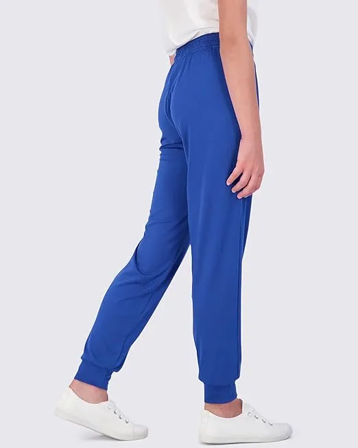 Real Essentials 3 Pack: Girls' Dry-Fit Jogger Sweatpants Soft Active Athletic Kids Joggers with Pockets & Drawstring
