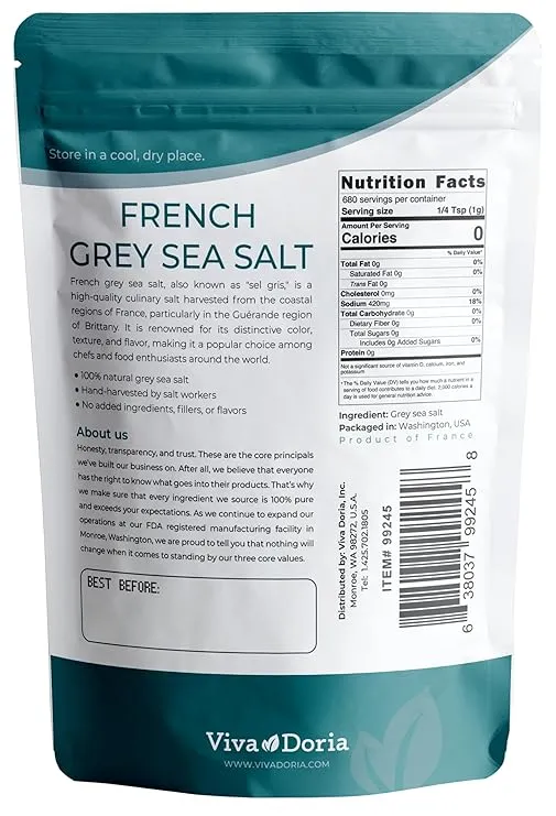 Viva Doria Sel Gris French Light Grey Sea Salt, 1.5 lb (24 oz)