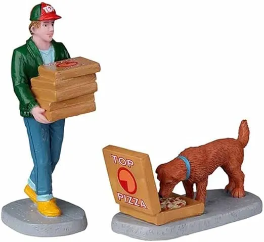 Lemax Harvest Crossing Top Pizza Delivery Set of 2