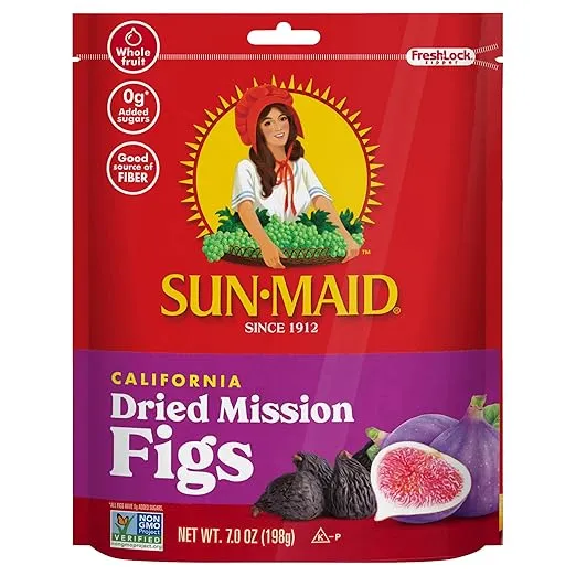 Sun-Maid California Dried Mission Figs Snack | 4 Ounce | Whole Natural Dried Fruit | No Sugar Added | Naturally Gluten Free | Non-GMO (Pack of 6)