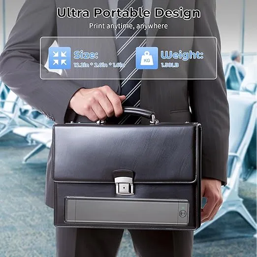 Phomemo Portable Printers Wireless for Travel, M08F Thermal Printer Bluetooth Thermal Printer Compatible with Smartphone & PC, Inkless Mobile Printer for Home Use, Office, Vehicle, School
