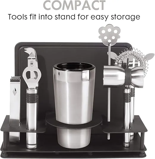 Oggi Pro Stainless-Steel 10-Piece Cocktail Shaker and Bar Tool Set