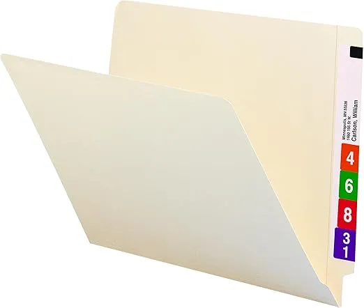 Smead Shelf-Master End Tab File Folders, 100 Count, Manila, Reinforced Straight-Cut Tabs, Letter Size (24110)