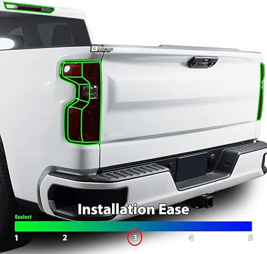 BOGAR TECH DESIGNS Full Rear Taillight Reflector Sidemarker Tint Kit Cover Compatible with Chevy Silverado 2019-2023, Dark Smoke