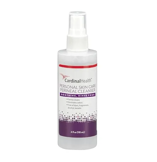 Cardinal Health Perineal Skin Cleanser Spray, Rinse-Free Cleanser, Fragrance-Free 4 oz. | 1 Count