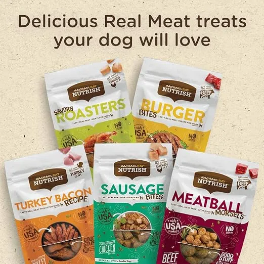Rachael Ray Nutrish Burger Bites Real Meat Dog Treats, Beef Burger with Bison Recipe, 12 Ounces, Grain Free