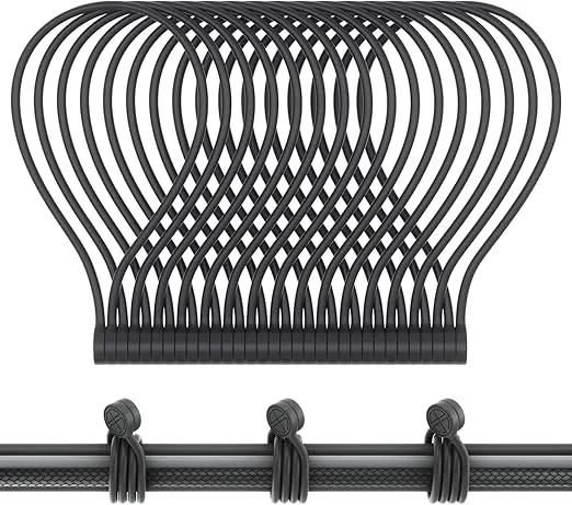 Reusable Silicone Magnetic Cable Ties for Bundling and Organizing, Holding Stuff, Book Markers, Fridge Magnets, Black - 7 inches (20 Pack)