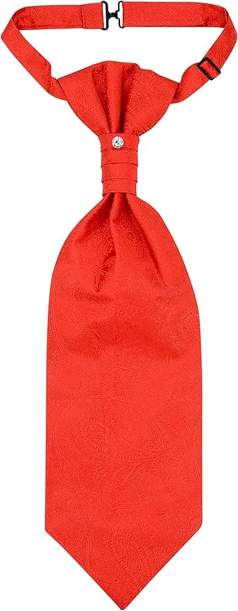 Vesuvio Napoli PreTied ASCOT Solid PAISLEY Color Cravat Men's Neck Tie 21 Colors