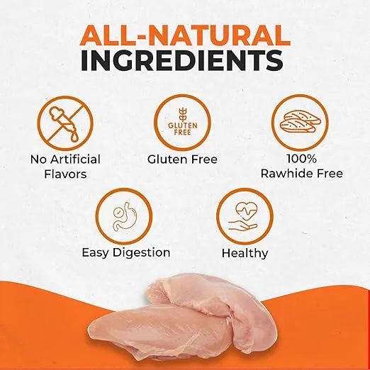 Canine Naturals Chicken Recipe Chew - Rawhide Free Dog Treats - Made from USA Raised Chicken - All-Natural and Easily Digestible - 5 Pack of 7 Inch Large Rolls for Dogs 50-75lb