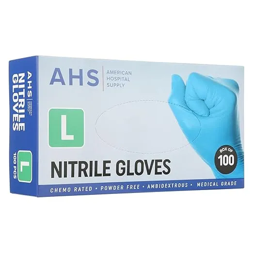 AHS American Hospital Supply Nitrile Gloves Chemo Rated Gloves Powder Free | Large Nitrile Disposable Gloves Case of 1000 Pack