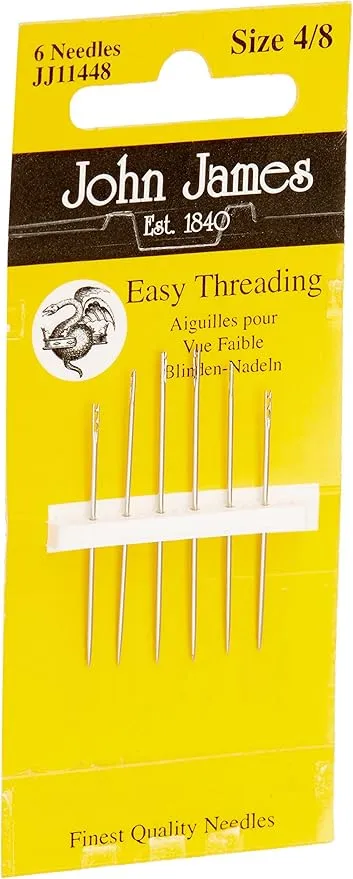 Colonial JJ114-48 Easy Threading Calyxeye Hand Needles, 4/8 6/ , Silver