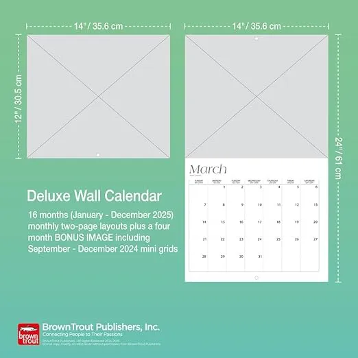 Kitchen | 2025 14 x 24 Inch Monthly Deluxe Wall Calendar | Foil Stamped Cover | Plastic-Free | BrownTrout | Cooking Home