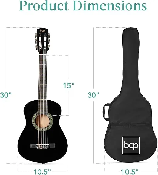 Best Choice Products 30in Kids Acoustic Guitar Beginner Starter Kit with Strap, Case, Strings - Black