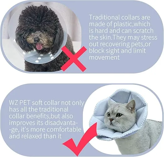 Soft Cat Recovery Collar,Adjustable Dog Cat Cone,Dog Protective Cone Collar After Surgery,for Cats and Puppy,Small,Blue