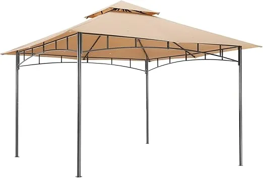 ABCCANOPY Gazebos for Patios 10x10 - Outdoor Steel Frame Gazebo for Lawn Backyard Garden Deck (Beige)