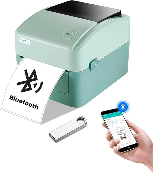 vretti Bluetooth Thermal Shipping Label Printer Wireless 4x6 Shipping Label Printer, 420B Thermal Printer Compatible with Ebay, Amazon, Shopify, Etsy, USPS,Android, iPhone