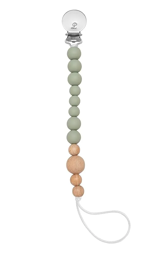 Loulou Lollipop Silicone Soother Pacifier Clip Binky Holder for Newborn and Baby - Color Block - Sage