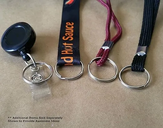 Bulk 100 Pack - 1" Key Rings - Heat Treated Heavy Duty & Durable Premium Split Ring Keychains by Specialist ID