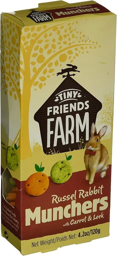 Tiny Friends Farm Supreme Russel Premium Munchers Carrot Healthy Baked Bites for Rabbits 4.2z
