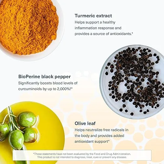 Youtheory Turmeric - Antioxidant & Joint Support Supplement for Men & Women - Contains Black Pepper Extract - Vegan - Dairy, Soy & Gluten Free - 60 Tablets