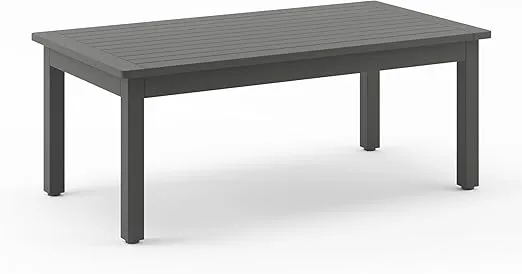 LUE BONA Outdoor Coffee Table, HDPS Patio Coffee Tables for Outside Rectangle, Adjustable Levelling Feet/Weather Resistant, Patio Table for Deck, Pool, Balcony, Indoor or Outdoor Use, Dark Gray