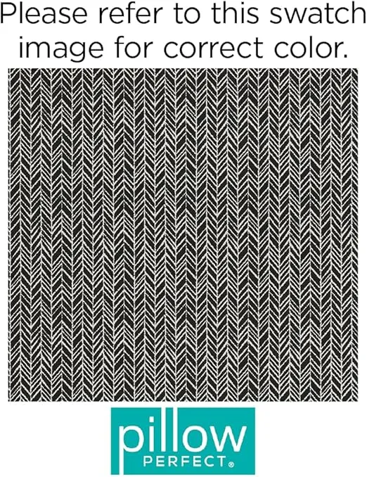 Pillow Perfect 609805 Outdoor/Indoor Herringbone Night Lumbar Pillows, 11.5" x 18.5", Black, 2 Pack