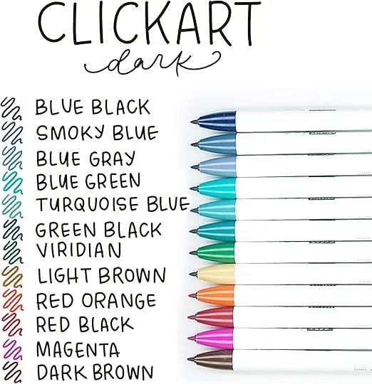 Zebra Pen ClickArt Retractable Marker Pen, Fine Point, 0.6mm, Assorted Dark Ink Colors, 12-Pack (69812)