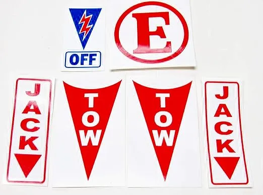 Vulcan Race Decal Pack SCCA, Battery Safety Off, Fire Extinguisher, Jack/Triangle Tow Down