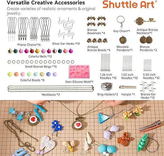 Shuttle Art Polymer Clay, 60 Colors Oven Bake Modeling Clay, Creative Clay Kit with 19 Clay Tools and 16 Kinds of Accessories, Non-Toxic, Non-Sticky, Ideal DIY Art Craft Clay Gift for Kids Adults