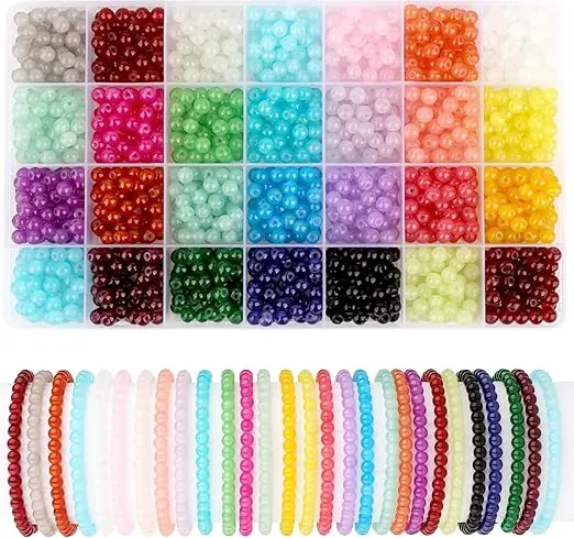 1400 PCS 6mm Glass Beads Round Crystal Beads for Bracelets - Crystal Round Beads for Jewelry Making and DIY Crafts,28 Colors