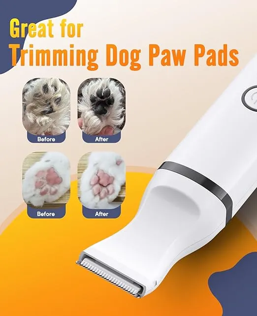 oneisall Dog Paw Trimmer,Corldless Paw Trimmer for Dogs with Double Blades,Quiet 2 Speed Small Dog Grooming Clippers for Paws, Eyes, Ears, Face, Rump (White)