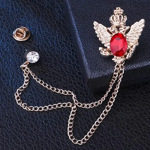 3PCS Men's Brooch Suit Pin Badge with Chains Brooch Buckle Chain Collar Lapel Pin for Men Shirt Collar Pin Chain Brooch Decoration Metal Brooch Pin Clips for Women Suit Tuxedo Tie Hat Scarf