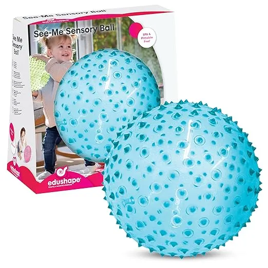 Edushape The Original Sensory Ball for Baby - 7" Transparent Blue Color Baby Ball That Helps Enhance Gross Motor Skills for Kids Aged 6 Months & Up - Vibrant, Colorful and Unique Toddler Ball