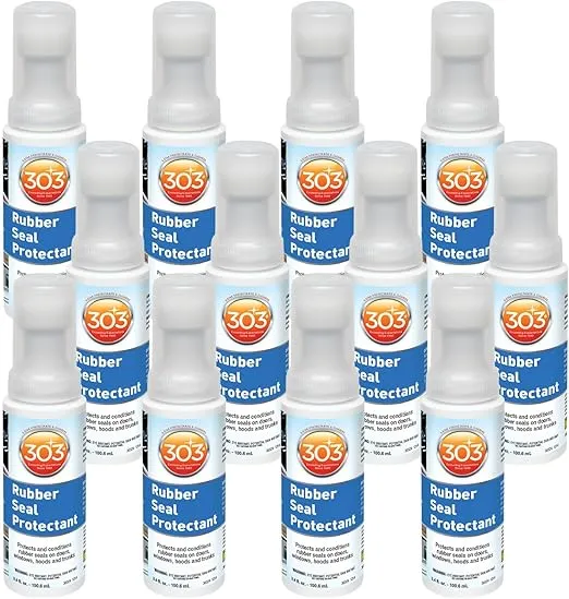 303 Products Rubber Seal Protectant – Protects & Conditions Seals on Doors, Windows, Hoods, Trunks Rejuvenates Color & Flexibility of Dry Seals Weatherproofing & UV Protection, 3.4 fl.oz (12 Pack)