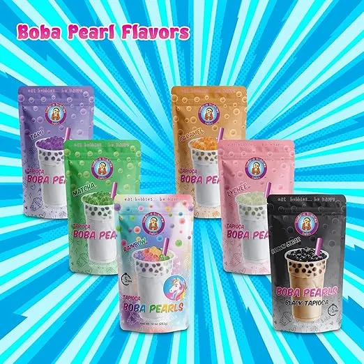 Quick Cook REAL Tapioca Black (Brown Sugar) Boba Pearls By Buddha Bubbles Boba 10 Ounces (283 Grams)