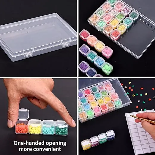 SGHUO Diamond Art Painting Bead Storage 3 Pack 28 Grids Diamond Art Accessories Boxes Plastic Organizer, Bead Organizer