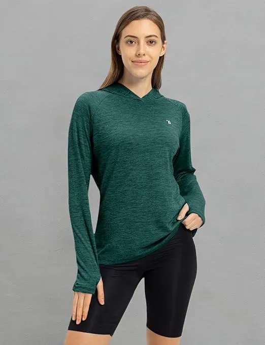 TBMPOY Womens UPF 50+ Sun Protection Hoodie Shirt Long Sleeve Fishing Hiking Outdoor UV Shirt Lightweight