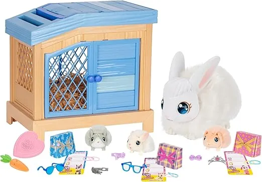 Little Live Pets Mama Surprise - Bunny Amazon Exclusive | Feed & Nurture Mama. Magically Has 3 Babies! Interactive Mama Bunny & Hutch Playset. 20+ Sounds & Reactions. for Kids Ages 4+