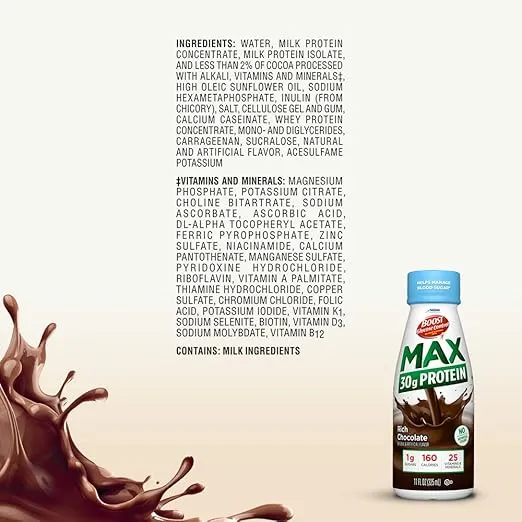 BOOST Glucose Control Max 30g Protein Nutritional Drink, Rich Chocolate, 11 Fl Oz (Pack of 12)