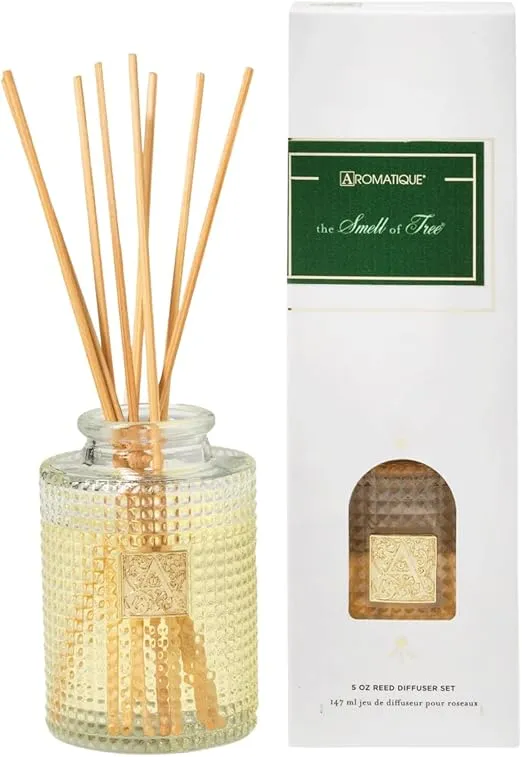 Aromatique The Smell of Tree Reed Diffuser Set contains White Ceramic Bottle, Fragrance Oil, and Bamboo Reeds for Home Décor and Gift