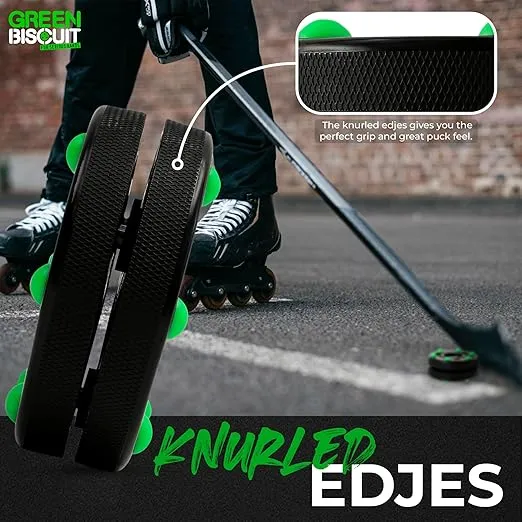 Green Biscuit Roller Hockey Puck- NHL Official Off Ice Hockey Pucks for Stick Handling and Passing, Outdoor Street Hockey Puck for Practicing & Improving Skills, Diameter 3 Inch, Thick 1 Inch- 1 Pack