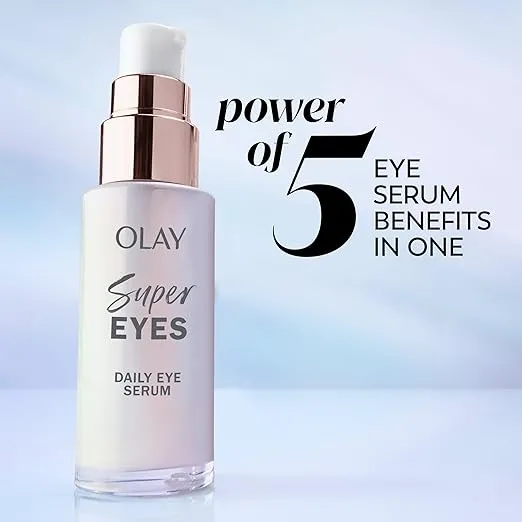 Olay Super Eye Daily Serum, 0.45 fl oz, 5-in-1 Eye Serum with Vitamin C and Niacinamide to Brighten, Depuff, and Smooth