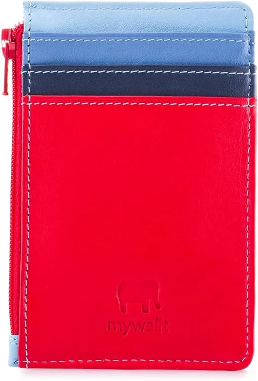 mywalit Multi-Color Leather Credit Card Holder & Coins Purse | 4 Cards & ID Slot
