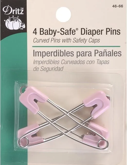 Dritz Pastel Baby-Safe, 4 Count, Assorted Colors Diaper Pins